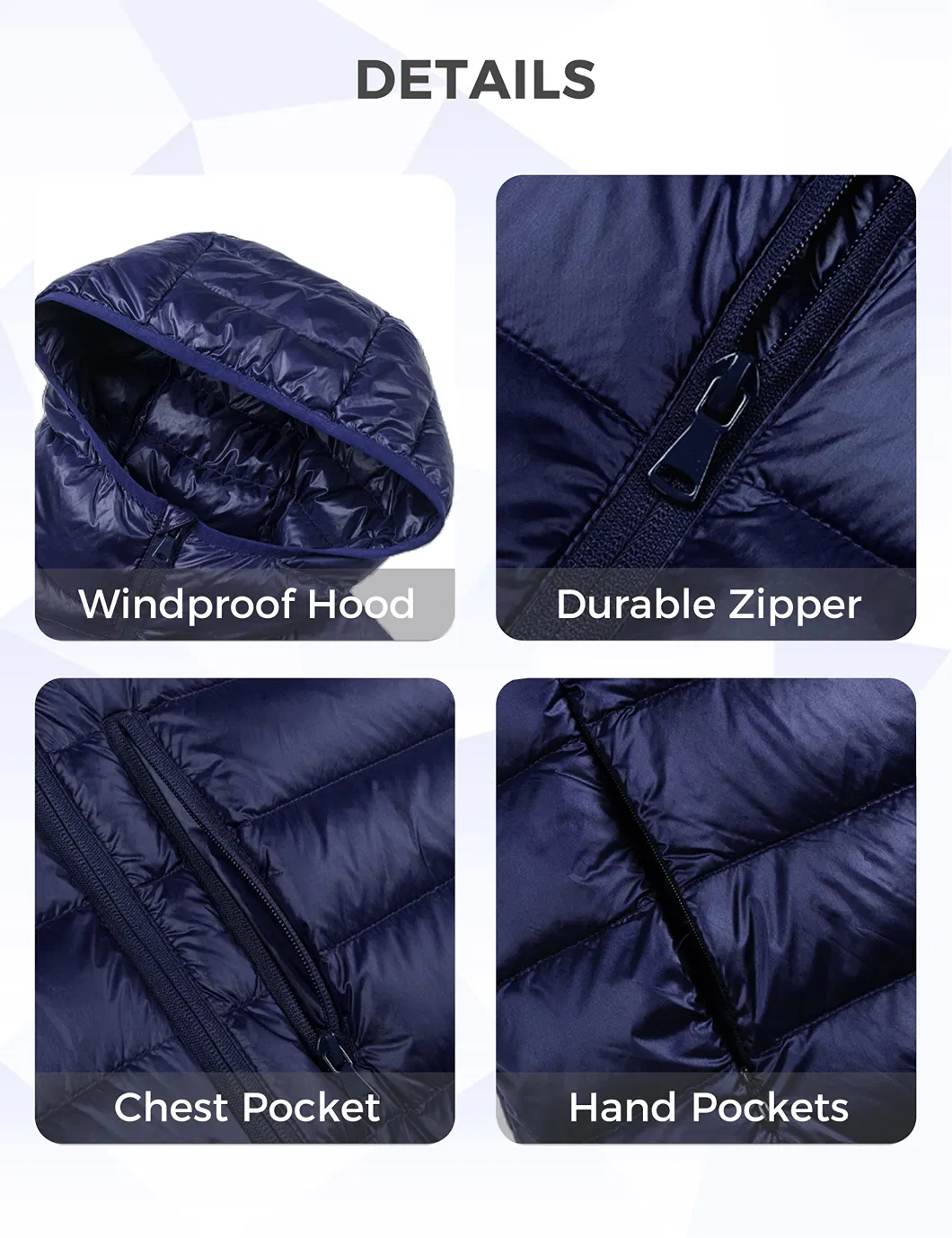 Customed Wholesales Men′ S Lightweight Packable Ultra Warm Water-Resistant Windproof 90/10 Duck Down Jacket with Hood