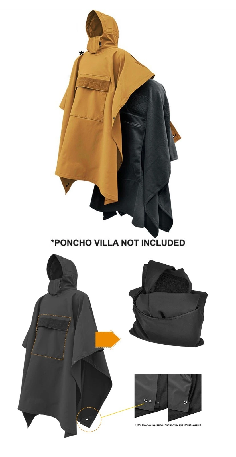Tactical Raincoat Soft Shell Poncho Waterproof Cloak