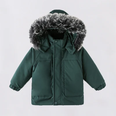 Giacca per bambini Cappotto invernale Giacca a vento calda con cappuccio Colletto spesso casual Neonato